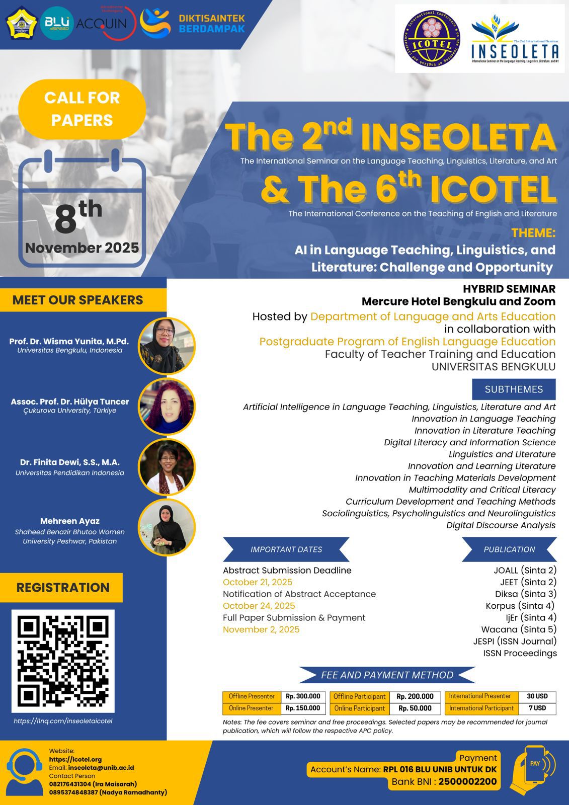 The 2nd International Seminar on Language Teaching, Linguistics, Literature, and Art (INSEOLETA): Exploring AI in Language Education